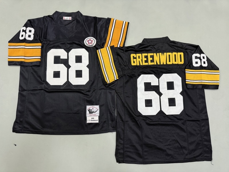Men 2025 Pittsburgh Steelers #68 Grwwnwood black Throwback Limited NFL Jersey style 002